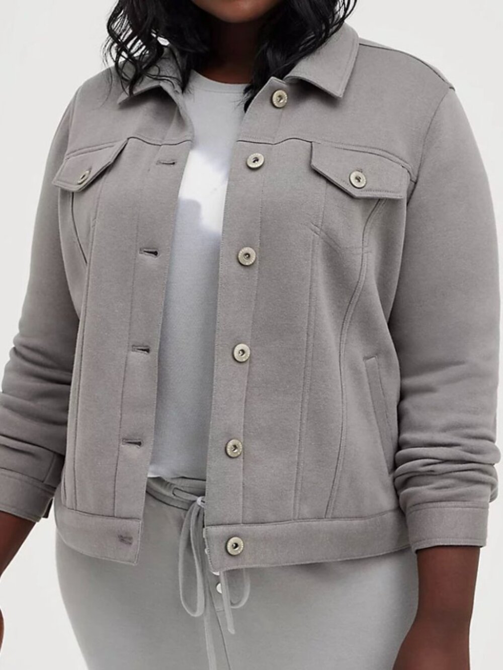 Torrid Fleece Grey Trucker Shacket